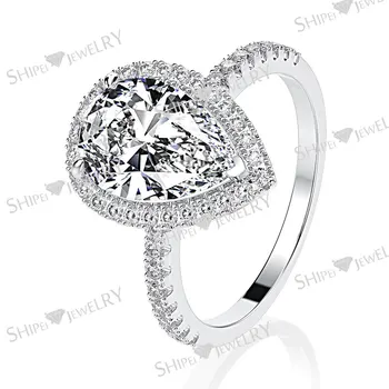 Dråbe vand 5ct Moissanite Diamant Ring sæt Oprindelige 925 sterling sølv Engagement Bryllup band Ringe til Kvinder Smykker