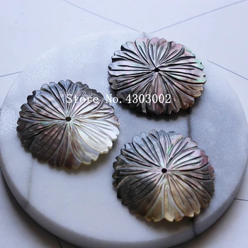 30stk/masse 40mm Naturlig Sort Blomst Perlemor shell for DIY Smykker Blomst MOP Pearl shell Til Øreringe