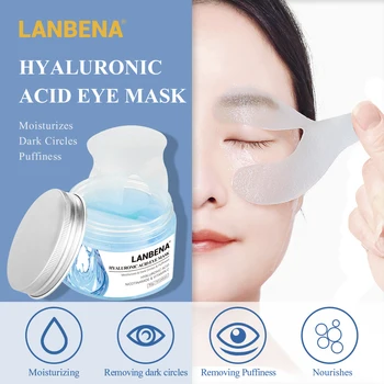 LANBENA Retinol Eye Mask Hyaluronsyre Eye Patches Serum Reducerer Mørke Rande, Poser Øje Linjer Reparation Nærer Huden Opstrammende Pleje