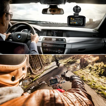 Fodsports 5.0 tommer Motorcykel-GPS-Navigation Android-Systemet Bluetooth-Vandtæt Moto Bil Navigator AHD DVR Kamera Tyngdekraften Sensor