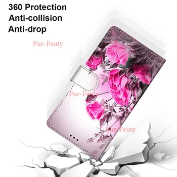 Malet læder cover til LG Q60 V40 V50 Stylo 4 5 X power telefonen tilfælde blomster coque flip taske Til LG Lg K50 k 50 lgk50 tilfælde