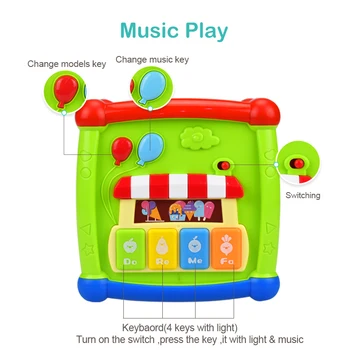 Huanger Multifunktionelle Musikalsk Legetøj Baby-Kasse Musik Elektroniske Børn Legetøj Gear Ur Geometriske Blokke Sortering Pædagogisk Legetøj