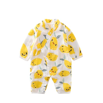 YiErYing 2020 Baby Tøj Unisex Rompers Bomuld med Lange Ærmer nyfødte Musselin Spædbarn Pyjamas