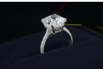 Real S925 Sterling Sølv 2 Karat Moissanite med Diamant Ring for Kvinder Fine Anillos Mujer Sølv 925 Smykker Bizuteria Ringe