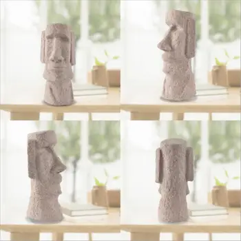 Art sandsten Easter Island Statuer figur Microlandschaft Påske Gaver Kreative craftes Harpiks Hånd Udskåret Figur 2 størrelser