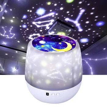 Farverige stjernehimmel Projektor Nat Lys Rotation Stjerneklar Moon Night Lampe USB-Opladning Til Fødselsdag Gave Romantisk Baby Børn