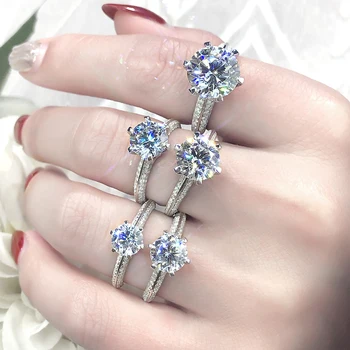 PERLE ' S BALLET 925 Sterling Sølv Moissanite Ring 1ct 2ct 3ct Moissanite Diamant Ring Bryllup Engagement Ring For Kvinder Smykker