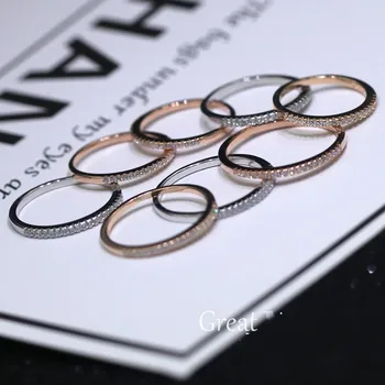 Enkel Bane Diamant Ring oprindelige 925 sterling sølv Smykker Engagement Bryllup band Ringe til Kvinder, Brude Fest tilbehør