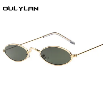 Oulylan Ovale Solbriller Kvinder, Små Metal-Rammen Gul Rød Mode Runde solbriller Mænd Vintage Briller UV400 Beskyttelsesbriller