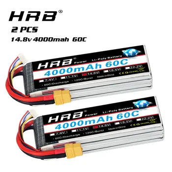 1/2 pakker HRB RC Lipo Batteri 4S 14,8 V 4000mah 60C med XT60 stik til traxxas 1/10 1/12 rc bil lastbiler fjernstyrede drone batteri