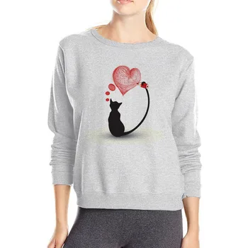 Elegant kat hoodie piger dejlige dyr sweatshirt populære design, mode outwear blød bomuld kausale hættetrøjer kvinder trøjer