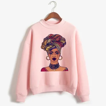 Æstetisk Afrikanske Kvinder Grafisk Print Sweatshirt Sort Melanin Dronning Kvinder Hoody Smuk Afrika Pige Pullover Pink Streetwear