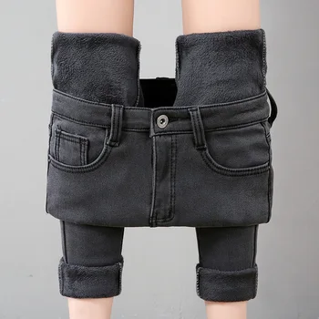 2020 Vinter Varm mødre Jeans Kvinde, Høj Talje Casual Velvet Damer Bukser Kvindelige Denim jeans til Kvinder Blyant Bukser Plus størrelse 40