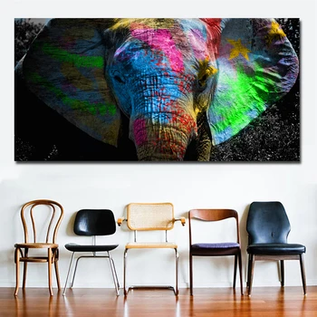Farverige Elefant Lærred Malerier Vilde Dyr, Plakater og Prints Cuadros Væg Kunst Billeder til stuen Home Decor Urammet
