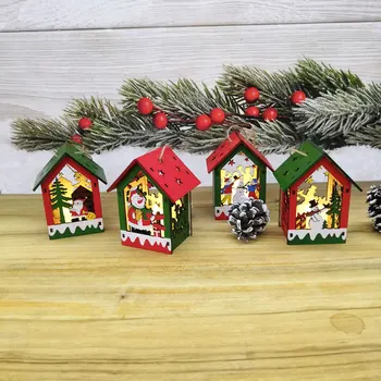 Jul Snemand Elk DIY Hængende Hus Børn Toy Jul Lysende Træ-Hus juledekoration Ornament Håndværk toy