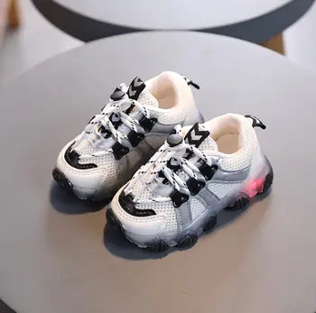 New Kids Lys Sko til Drenge Baby Buksetrold Sneakers Mode LED Åndbar Små Børn Piger Sports Sko Størrelse 21-30