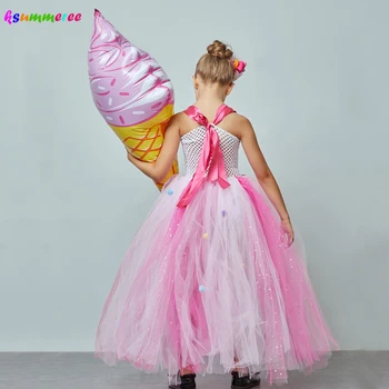 Is Sweet Candy Piger Tutu Kjole med Hår Buer Kids Fødselsdag Tutu Kostume Pageant Princess kjole Kjole Slikkepind Kjole