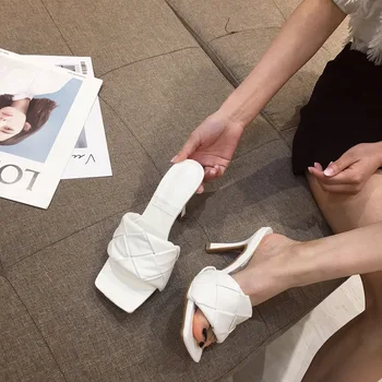 2020 sommeren kvinders sko udenrigshandel nye hot stil vævet ét ord kvinders højhælede sandaler stedet