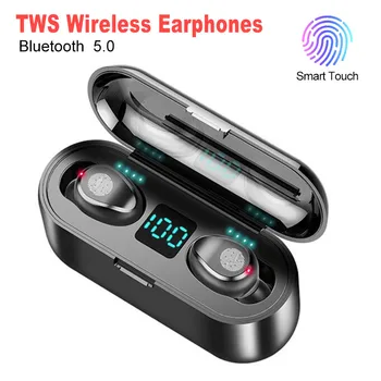 Trådløse Hovedtelefon Bluetooth-V5.0 F9 TWS Trådløse Bluetooth Hovedtelefoner LED-Display Med 2200mAh Magt Bank Headset Med Mikrofon