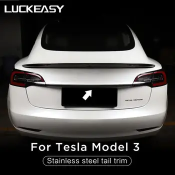 LUCKEASY Bil Rustfrit stål hale trim For Tesla Model 3 2017-2021 baglågen hale trim 1 STK / sæt