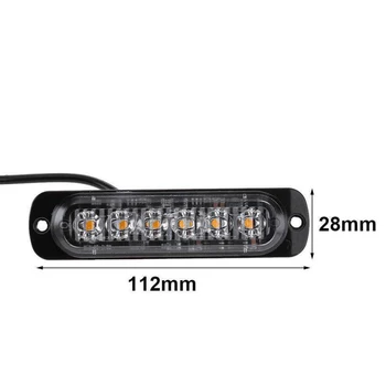 6-LED Bil Akut Advarsel LED Amber Strobe Flash Light Fare Blinkende Lampe køredag Lys Bar Politi Brandmand 12V 24V