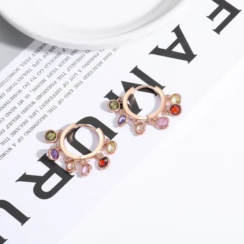 Lille Cirkel Øreringe til Kvinder Gave 2020 Farverige CZ Cryatl Guld Sølv Forgyldte Øreringe Kvindelige Luksus Smykker Tilbehør