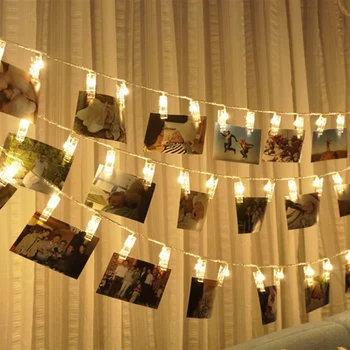 10 LED Foto, Klip, String Lys Varm Hvid Fe Udendørs Lys, Batteri Drevet Krans juledekoration til Hjemmet Rummet