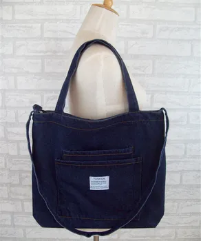 Mode Enkel Vintage Jeans Kvinder Skulder Shopping Taske Denim Håndtasker Piger pung Totes carteira bolsa feminina
