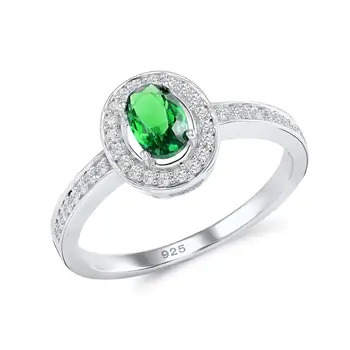 SANTUZZA Ring For Kvinder Ren 925 Sterling Sølv Skinnende Ovale Grønne Glas Hvid CZ Ring Delikat Trendy Mode Smykker