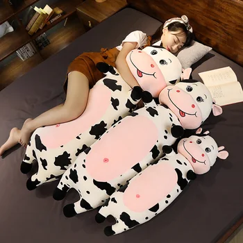 1pc 80/100/120CM Dejlig Mælk Koen Plys Legetøj Tegnefilm Udstoppede Dyr Kvæg Dukker Sove Pude til Baby Piger Fødselsdag Gaver