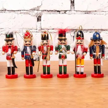 6STK Træ-Nøddeknækkeren Dukke Dukke Soldat Miniature Figurer Vintage Håndværk Nye År juletræspynt Home Decor