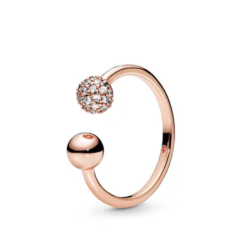 925 Sterling Sølv Pan Farve Ring Charms Guld Bue Hjerte Guld Brev Elskede Crystal Finger Ring Kvindelige Part Smykker