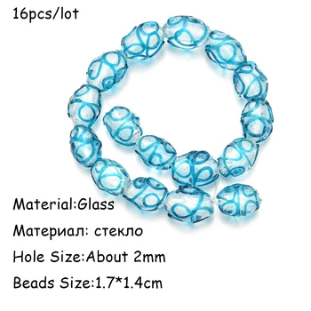 Murano Gennemsigtigt Glas Lampwork Perler i Glas Løs Børstet Ovale Perler til Charms Armbånd Smykker at Gøre DIY Tilbehør
