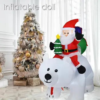 2m Oppustelig Santa Claus Riding isbjørn Jul Oppustelige Ryster Hovedet Dukke Xmas Udsmykning Jul Doll