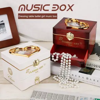 Klassiske Roterende Danser Piano Music Box Clockwork Plastic Smykker Kasser