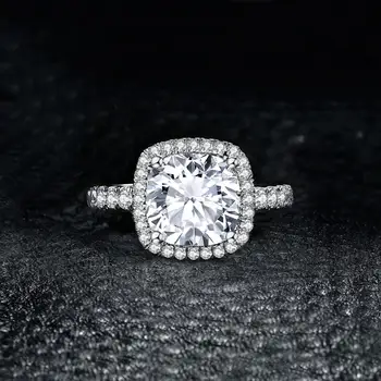 JewelryPalace 3ct CZ Halo Engagement Ring 925 Sterling Sølv Ringe for Kvinder Jubilæum Ring vielsesringe Sølv 925 Smykker