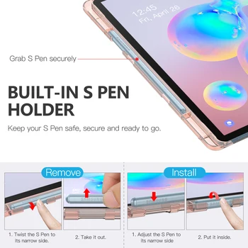 Taske Til Samsung Galaxy Tab S6 10.5 2019,Ultra Tynd Slank Shell Trifold Stå, Dække med Matteret Tilbage med Auto Wake & Søvn
