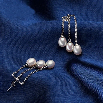 Mode Naturlige Ferskvands Perle Øreringe af 925 Sterling Sølv og sort Perle Smykker Til Kvinder Lange Øreringe