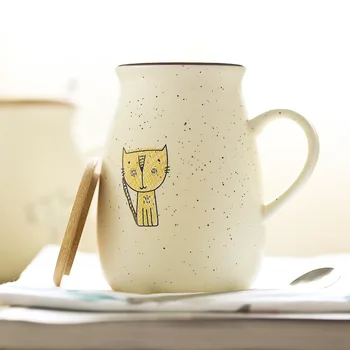 500ml Kreative killing krus,keramiske te kopper krus med låg ske,Unik tegneserie par Kaffe krus mælk cup engros