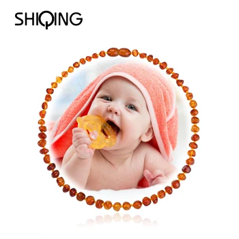 SHIQING Baltisk Rav Begyndervanskeligheder Halskæde/Armbånd til Baby, Naturlige Certificeret Oval Baltiske fine smykker 14-45cm