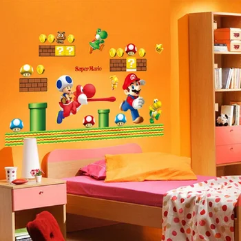 Dejlige Super Mario Vinyl Flytbare Væg-Mærkat Mærkat Hjem Decors Giant Bros Børn Flytbare Væg-Vindue Klistermærke Home Decor Decal