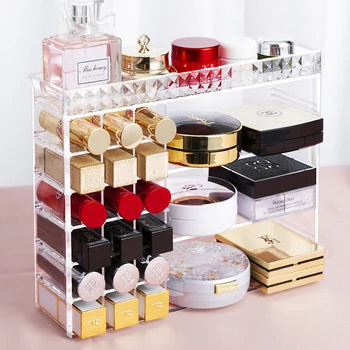 Overdimensionerede Klar Akryl Makeup Organizer Kosmetiske Opbevaring Skygge Læift Holder Pulver Makeup Organizer Smykker Kosmetiske Box