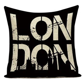 Bomuld Britiske London Style Brev Bus Crown Flag Sofa Pude Dække for Living Room Dekoration Capa De Almofadas