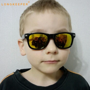LongKeeper Cool 6-15 År Børn Solbriller Børn Kvadrat Sol Briller Drenge Piger Baby Nitte Briller Belægning Linse UV400 Eyeware