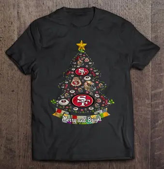 Glædelig Og Lyse San Streetwear Harajuku Francisco Bomuld Mænds Tshirt 49Ers Christmas Tree t-shirts