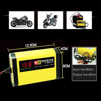 12V, 2A LCD-Skærm Smart Oplader Til Bil, Motorcykel Batteri, Fuld Automatisk Opladning Adapter Bly-GEL, AGM 12V AC110V 220V