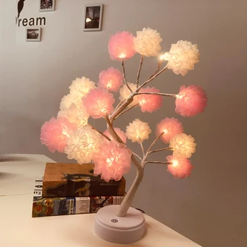 LED bordlampe Rose Flower Tree USB-Night Lights Hjem Dekoration LED Bord Lys Parter Xmas Jul Bryllup Soveværelse Indretning