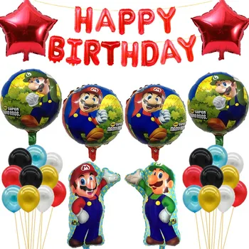 1 sæt Super Mario Balloner 32 tommer Antal Balloner Dreng Pige Fødselsdag Luigi Mario Bros Mylar Blå Rød Ballon Sæt Indretning
