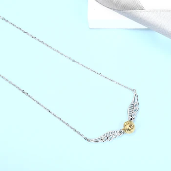 925 Sterling Sølv Klassiske Golden Snitch Vedhæng Kæde Guld Kugle Vinger Halskæde til Kvinder, Mode Smykker Gaver Engros