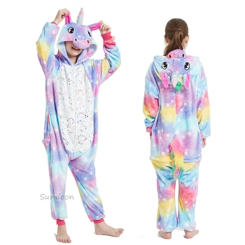 Kigurumi Piger Drenge Unicorn Pyjamas Børn buksedragt Nattøj Børn, Dyr Flannel Licorne Baby Onesies Pegasus Nattøj